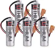 5-Pcs ER17500V 2700mAh 3.6V PLC Lithium Battery with Brown Plug for Injection molding Machine for CNC PLC Controller Battery (3.6 Volt, 2.7 Ah, Non-Rechargeable)