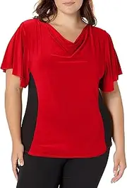 [Star Vixen] Women's Flutter Sleeve Colorblock Top