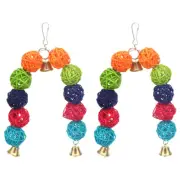 2Pcs Rattan Chewing Toy for Parrots Funny Bird Balls