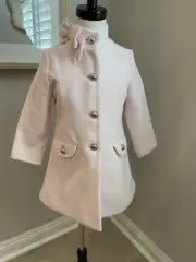NWT Janie & Jack Collection Wool Blend Pink Bow Coat Size 3
