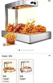 Commercial French Fries Warmer Infrared Heating Lamp Food Dump Station Stainless