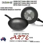 Premium Non-stick Marble coated **28cm,30cm Frypan&Wok pan-SET**FREE Glass Lid**