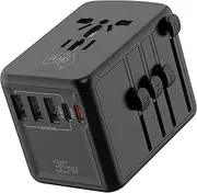 Universal Travel Adapter 35W PD Offers 1xMulti AC Outlet & 2xUSB-C & 3xUSB-A Fast Charging Ports, International Travel Charger, Worldwide Plug Converter – Compatible with AU UK USA EU & 150+ Countries