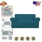 Elastic Bottom Loveseat Cover in Deep Teal - Soft Jacquard Fabric Protection