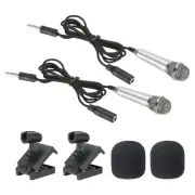 Mini Microphone Portable Vocal Microphone Silver with Mic Stand, Cover 2Pcs