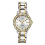 Citizen Eco Drive Swarovski Crystal Watch FE1174-50A Stainless Steel Stone Set Silver & Gold 4974374271488