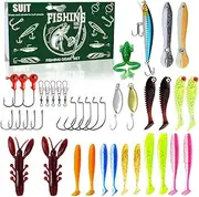 Generic Fishing Lure Kit Soft and Hard Bait Jig Hooks Swivels with Box for Saltwater Freshwater Fishing Accessories