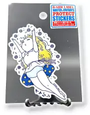 Girl Sticker Cute Blonde Woman Ascending Flowers Quirky Japan B-Side Label