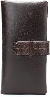 [TATSEN] Zipper Men Long Wallet Vintage Cow Leather Male Clutch Purse Phone Card Holder 100% Genuine Leather Mens Wallets (Color : A, Size : 19 * 9cm)