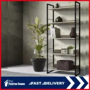 Artiss 5 Tier Bookshelf Display Shelf Metal Storage Industrial 150CM Black & Oak