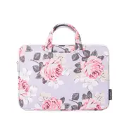 14 Inch Laptop Case Bag with White Rose Pattern and Handle