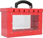 High Strength Steel Group Lock Box with Transparent Acrylic Panel, Portable Design for Multi-Person Collaboration on Construction Sites