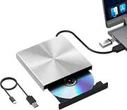 [Alphami] External 3D Blu Ray DVD Drive, USB 3.0 and Type-C Bluray CD DVD Reader Bluray Slim Optical CD DVD Drive for MacBook OS Windows xp/7/8/10/11 Laptop Desktop PC Laptop (BD Drive)