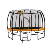 Kahuna Trampoline 12 Ft With Basketball Set - Orange