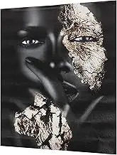 Mikinona African Art Black Gold Women Canvas Art Living Room Decor Bedroom Wall Painting Wall Decor for Home