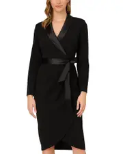 Adrianna Papell Tuxedo Wrap Sheath Dress