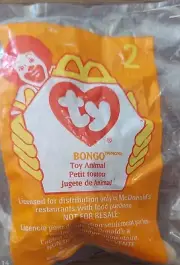 TY Teenie Beanie Baby 1998 McDonalds Happy Meal Toy #2 Bongo The Monkey (Sealed)