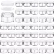 Domensi 60 Pcs 1oz Glass Jars with Lids Bulk (Clear, White Lid)