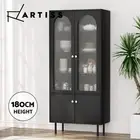 Artiss Buffet Sideboard Cupboard Cabinet Doors 5 Tiers Storage Table Black