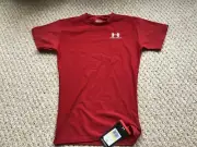 New Under Armour Compression Men's Short Sleeve Shirt - Red Size Medium