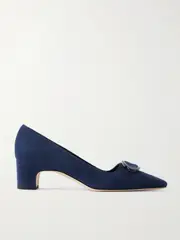 [Manolo Blahnik] Manolo Blahnik - Fenix 50 Buckled Suede Pumps - Navy - IT41.5 IT 41.5 Blue
