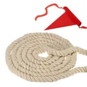 10' Tug of War Rope for Adults Teen Twisted Cotton Rope with Flag Khaki
