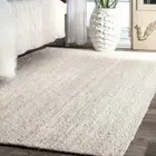 Rug 100% Natural Jute Braided style Handmade White Runner Rug Living Area Carpet