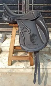 WILD RACE Leather Dressage Monoflap Changeable Gullets Saddle, 17", 17.5", 18"