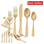Matte Gold Stainless Steel Silverware Set for Elegant Dining - 40 Pieces