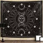 Space Tapestry Wall Hanging Sun Moon Stars 80L" x 60W", Black
