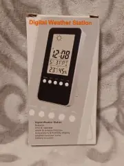 Easterseals Digital Weather Station w/ Alarm Clock Silver Black 5"L x2.5"W