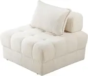 OIKITURE Boucle Sofa Modular for Sectional Sofa, Modular Sofa with Backrest, Armless Lounge Chair with Upholstery Fabric, Easy Assembly for Bedroom Living Room, White