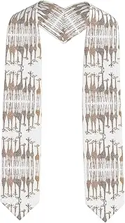 [SKKNT] Cute Cartoon Funny Giraffes Print Graduation Shawl Stole For Academic Commencements Honor Sash Congratulations Gift