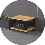 VFGFPTBTUK 4 Tier Portable Audio Rack Media Storage Rack AV Media Stand Audio Tower Corner Shelf High Amplifier Rack Shelf Wooden Shelf/Steel Frame(Natural,40cm-15.7in)
