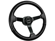 1974-94 Chevrolet White Bow Tie 6-Bolt 14" Black Real Leather Steering Wheel Kit (for: Chevrolet)