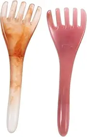 PERSELOSO 2Pcs Resin Scalp Massage Comb Massager for Scalp Care Neck and Portable and Lightweight Skin Friendly Beeswax Material