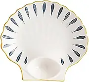 OFFSCH 1pc Creative Shell Shaped Ceramic Plate for Sushi Dumplings Appetizers Decorative Food Dish Elegant Design for Serving Storage for Kitchen Use and Gatherings