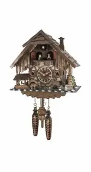 Cuckoo Clock Forester's House with moving dancers and moving .. EN 48713 QMT NEW