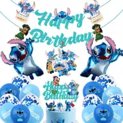 Stitch Theme Party Decoraring Set Birthday Banner Cake Toppers Balloons -Kids Girls Birthday Decorations