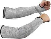 [IXIGER] Cut Resistant Sleeves - 45cm Arm Protection Sleeves Level 5 Protection, Resistant Anti Abrasion Safety Arm Guard for Garden Kitchen Yark Work 1 Pair (Gray), GREY, l