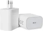FOSION 20W Fast Charger, 2Pack USB C Wall Charger AU Plug PD 3.0 Power Delivery Fast Charging Block for Galaxy Ultra S24/S23/S22/S2 A54 Note 20, iPhone 15/14/13/12