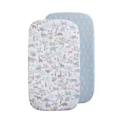 2 Pack Organic Jersey Bedside Sleeper Fitted Sheets- Wild Safari