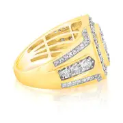 3/4 Carat Diamond Men's Ring with 75 Round Diamonds in 9ct Yellow Gold, T