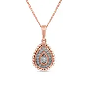 0.05 CT. T.W. Natural Diamond Teardrop Bead Frame Pendant in 10K Rose Gold