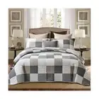 PANGUSHAN 100% Cotton Quilt Set King Size,Patchwork Plaid Bedding Bedspreads,...