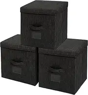[Augfox] Stylish Storage Cubes With Lid - Large Toy Box, Durable & Stackable for Clothes, CD, or Toy Storage (Black, 32x32x32 cm)