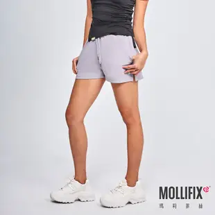 Mollifix 瑪莉菲絲 側開衩彈性腰頭運動短褲 (珍珠灰)、跑步、訓練褲、瑜珈服