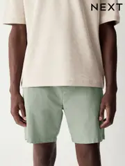 Sage Green Stretch Cotton Elasticated Waist Shorts (AL4517) | $36
