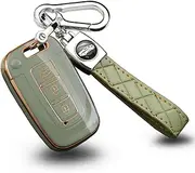 ontto Car Key fob Cover fit for Hyundai i30 ix35 Accent Tucson Elantra Sonata Veloster Genesis KIA Azera K7 Key case TPU Key Holder Keyring Keychain Protective Accessories 3 Buttons Green