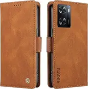 [YBFJCE] Case for Oppo A57 2022/A77 5G/A57s, PU Leather Shockproof Durable Phone Wallet Case Protective Flip Folio Cover, for Oppo A57 2022 Cover with Card Holder, Brown